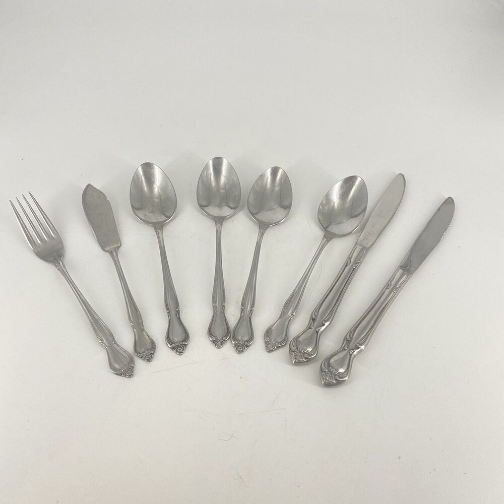 EKCO Eterna Regal Rose Stainless Steel Flatware Mixed Set 8 Pc Japan